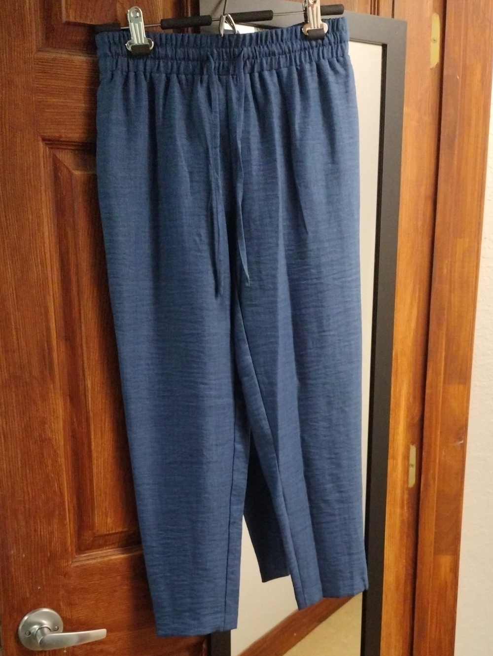Blue Pull-On Wide-Leg Pants